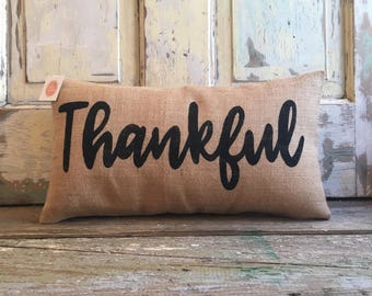 Pillow cover | Thankful pillow | Burlap pillow | Fall pillow | Fall Decor | Thanksgiving pillow | Thanksgiving decor | Entryway pillow