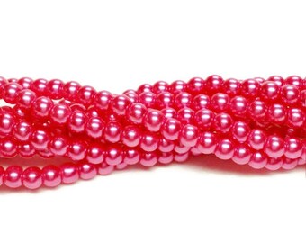 Imitation Pearls, Small Glass Beads, Pink Glass Pearls, 4mm Glass Pearls, Faux Pearls, 4mm Round Beads, P013, 332a