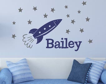 Space Wall Decal | SPACE Rocket Name LARGE | Vinyl Wall Decal Space Theme Wall Decal Teen and Nursery Wall Decal | Rocket Space Decal C103