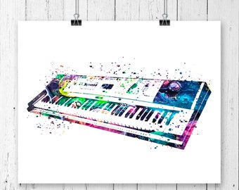 Keyboard Piano Fine Art Print, Poster, Wall Art, Home Decor, Kids Wall Art, Play Room Wall Art, Musical Instrument, Archival print