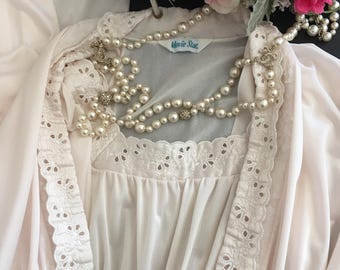 L/ Movie Star Peignoir Set / 1950's Robe & NIghtgown / Gown / Long / Large