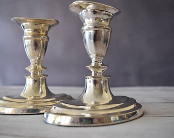 Vintage Silver Candlesticks/ Vintage Candlestick Holder/ Pair of Candlesticks/ Silver Tone Candlesticks/ Candle Holders/ Wedding Candle