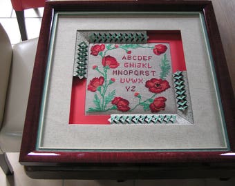 Red and green poppies alphabet chart