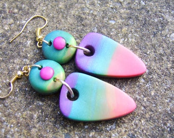 Rainbow Earrings. Polymer Clay Earrings. Bright Earrings. Colourful Earrings. Festival Earrings. Boho Earrings. Hippy Earrings. Gift For Her