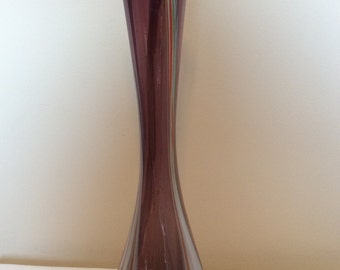 Slag glass vase, Swung glass vase, Stretch glass vase, purple glass vase, tall glass vase, TreasuresinTyme