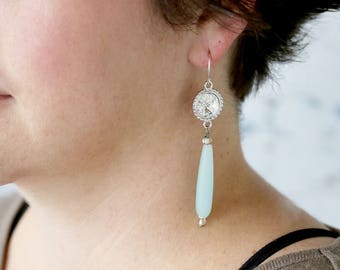 Romantic Dangle Earrings - Elegant Earrings for Her - Seaglass Earrings - Wedding Earrings - Long Earrings - Drop Earrings