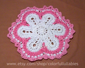 Flower rag rug. PDF Crochet Pattern. XL crochet with t-shirt yarn. Chunky, rustic, simple. Available in English and Spanish