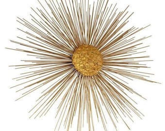 Mid Century Modern William & Bruce Friedle Brass Sunburst Wall Sculpture Jere Era