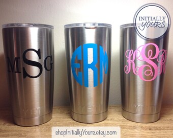 Monogram Decal for Yeti 20oz, Personalized Vinyl Sticker for Yeti Tumbler, Yeti Cup Decal, 20oz Yeti Rambler Monogram Decal, DECAL ONLY
