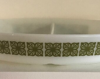 Vintage Pyrex Square Flower Divided Dish