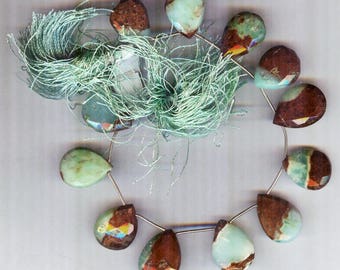 Boulder Opal Chrysoprase Faceted Teardrop Pendant Beads 22mm AA Quality