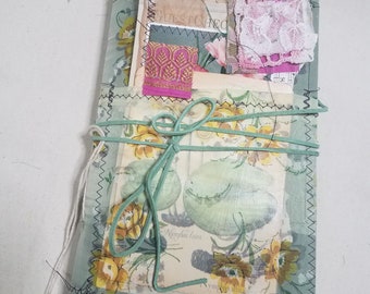 File Folder Vintage Style Junk Journal 6" x 9" "Mint bubblegum"