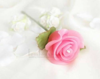 12x Rose floating candles on stem 4.5cm size - PINK