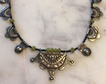 African jade statement necklace