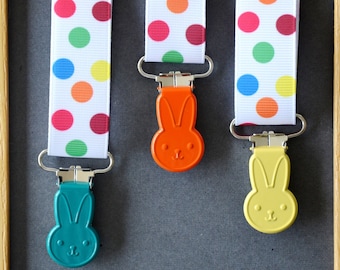 Clip tie dummy/Suspender "WABBITS" green jade/orange/yellow