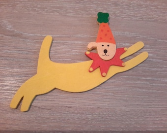 dog clown wooden deco or creation
