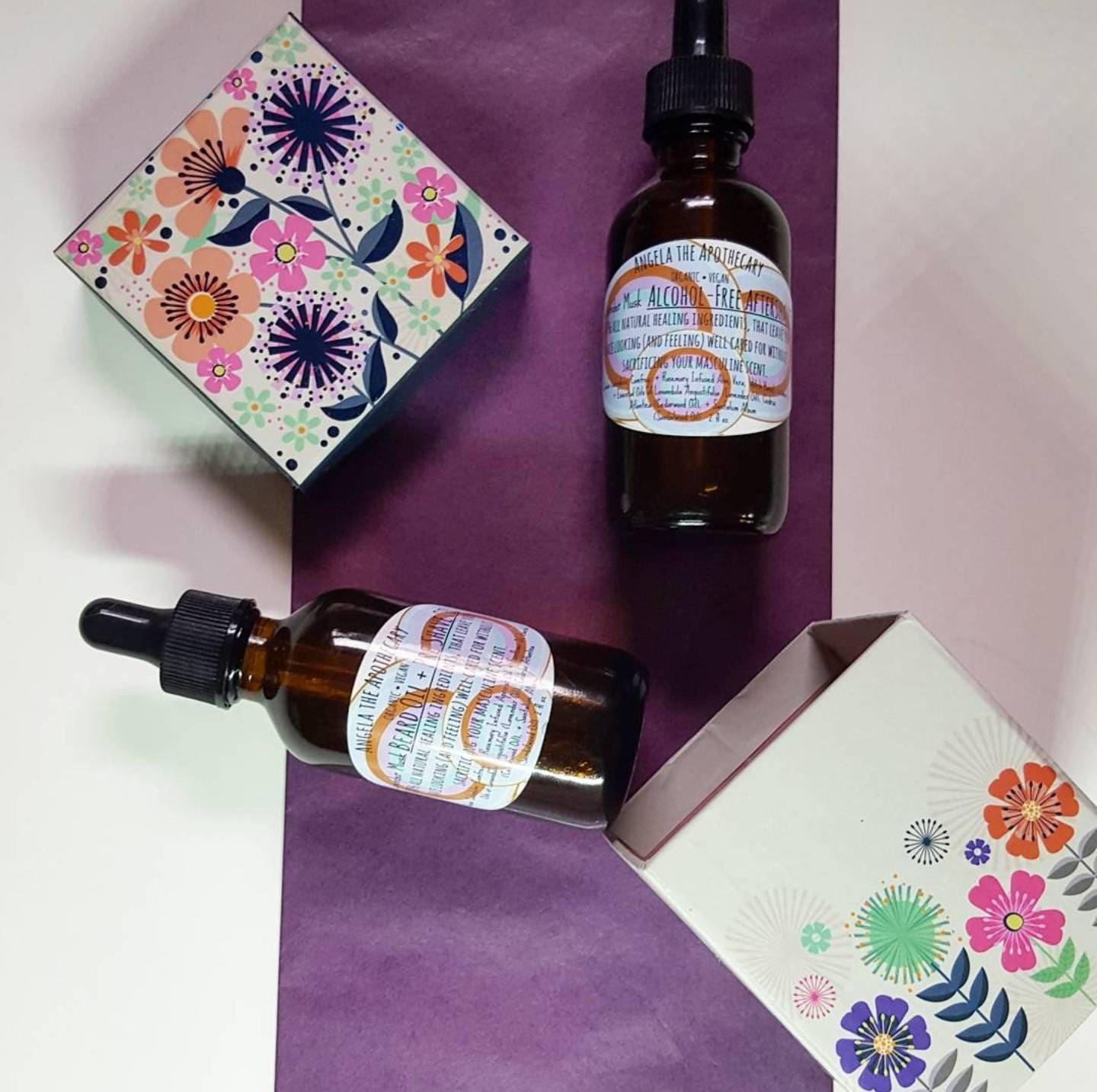 Mens Skin Care Set Lavender Musk Beard Oil Aftershave