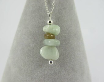 Jadeite and 925 Sterling Silver Necklace