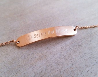 Medical ID Bracelet, Children's Medical ID Bracelet, Medical Alert Symbol, Gold Medical Bracelet, Armband, Rose Gold Medical Alert Bracelet