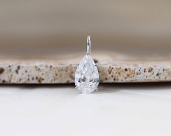 14K White Gold 0.3 Carat Pear Shape Diamond Necklace, Small Diamond Necklace, Pear Cut Diamond, Delicate Necklace, Anniversary Gift