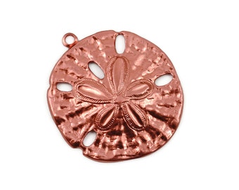 Copper Sand Dollar Pendant - 33mm - Raw Copper