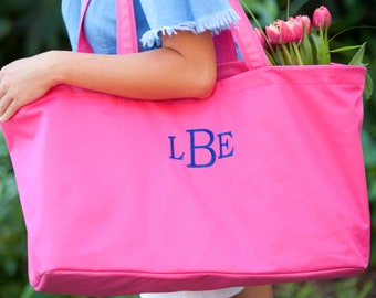 Hot Pink Monogram Ultimate Tote, Large Personalized Bag