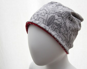 Turn-cap forest animals wish size beanie