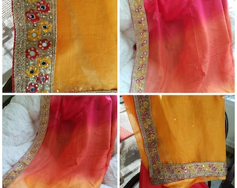 2 Tone red and Yellow gorgeous saree