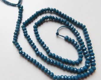 2mm Blue Faceted Chalcedony Rondelle Gemstone Beads - One Full Strand