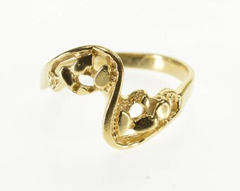 14k Wavy Textured Nugget Freeform Bypass Ring Gold