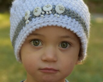 Baby sheep hat and blanket set