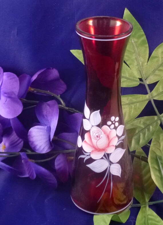 Vintage Ruby Wine Rose Vintage Vase 1970s