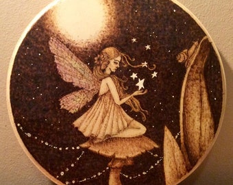 Wood Pyrography Fairy Artwork