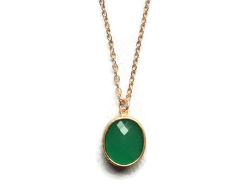 Jade necklace Green jade necklace Jade jewelry Green necklace Green glass necklace Gold necklace Bridesmaid necklace Gift for Her Gold fill