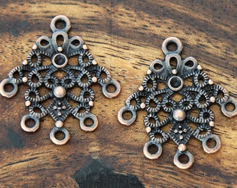 4 Pcs Chandelier Earring Component, Antique Copper, 30mm Ornate - eTS025AC