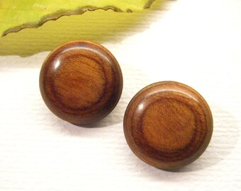 Pair of Polished Exotic WOOD Buttons, 7/8", ANIMAL CHARITY Donation