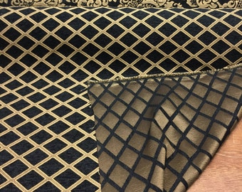 Chenille Black Gold Diamond furniture Upholstery fabric by the yard