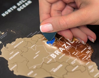 Black Scratch Off Map - Wanderlust Map of the World Poster - The Only Travel Map Printed on Flexible Plastic - FREE SHIPPING