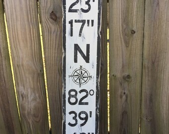 Personalized Vertical Latitude Longitude Sign/coordinates sign/Custom Longitude Latitude Wood Sign/Wood Coordinate Sign/GPS Coordinates Sign