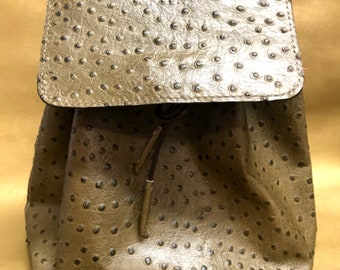 Leather Backpack/Tote Bag(Ostrich Style)