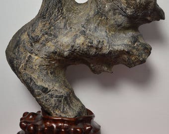 Black Lingbi Stone, Scholars stone, Fengshui stone, Meditating stone, Qishi, Viewing Stone
