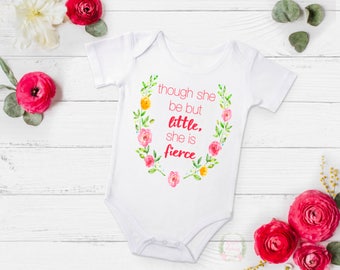 Little but fierce, toddler shirt, cute onesie®, floral onesie®, girl onesie®, girl onesie®, baby shower gift, baby shower