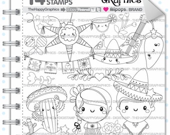 Mexico Stamp 80OFF Commercial Use Digi Digital Image Digistamp Mexican Party Stamps Clipart Kawaii