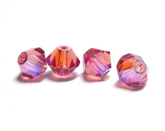 PADPARADSCHA AB 8mm Bicone Swarovski Crystals, 17 pcs, Aurora Borealis, Style 5301