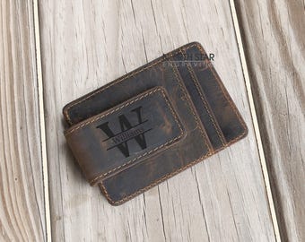 Cowhide Leather Money Clip,Personalized Leather Money Clip Wallet,Leather Money Clip,Personalized Money Clip,Credit Card Wallet,Personalized
