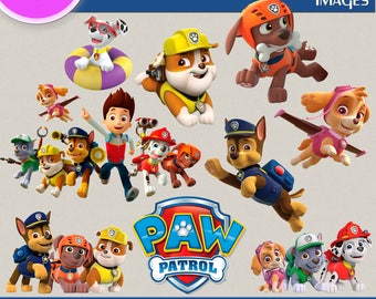 PAW PATROL CLIPART, Digital Cliparts, Stickers, Decals, Transparent Backgrounds, digital print