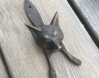 Fox Door Knocker in Dark Solid Brass (DK02)