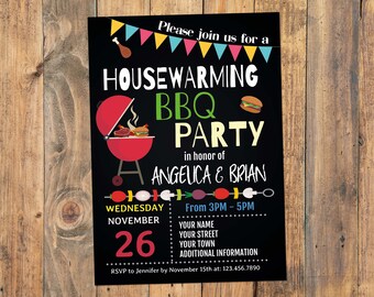 Housewarming BBQ Party Invitation Barbecue House Warming Housewarming BBQ Party Invitation Barbecue House Warming