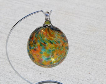 Hand Blown Glass Ornament - Colorful Topaz Confetti