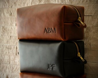 Personalized Leather Dopp Kit Third Anniversary Gifts For Men Leather Toiletry Bag Birthday Gift For Dad Leather Valentines Day Gift For Him